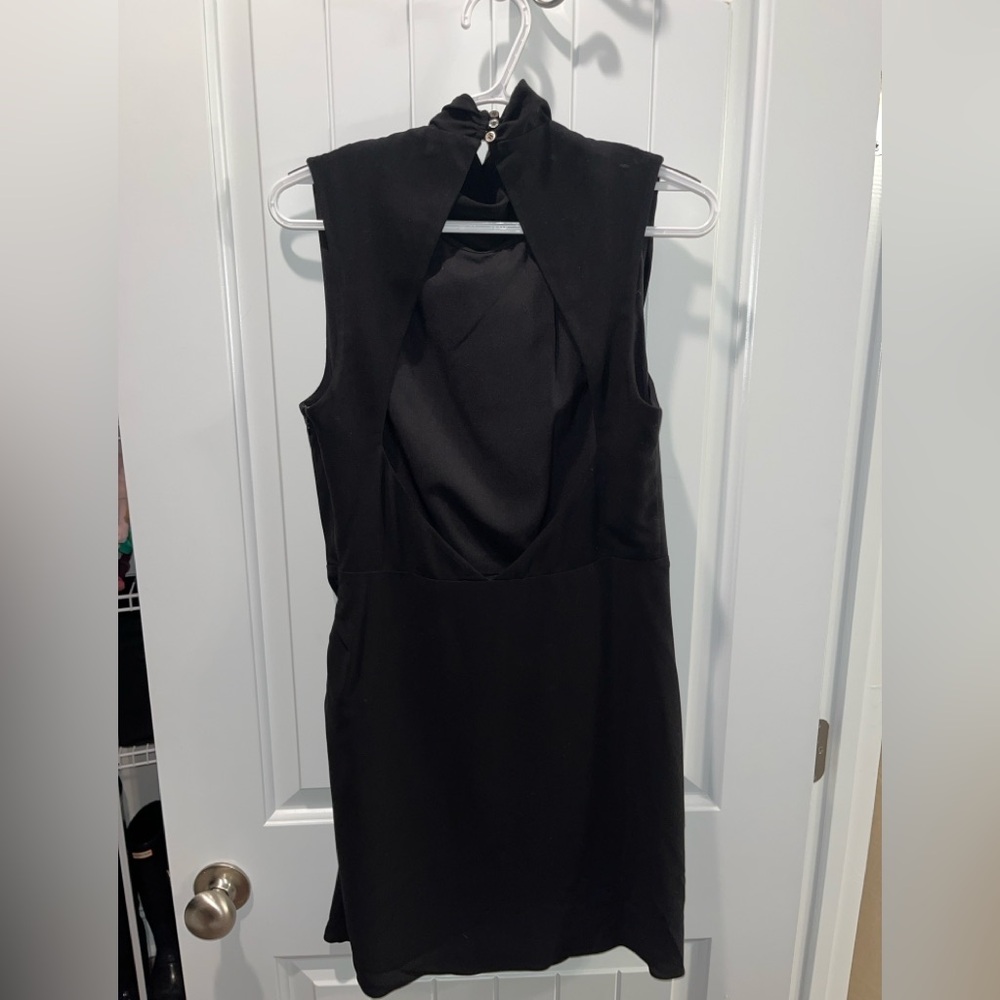 Haute Hippie Black Sheath Mock Neck Backless Mini Cocktail Dress Size L - Picture 8 of 12